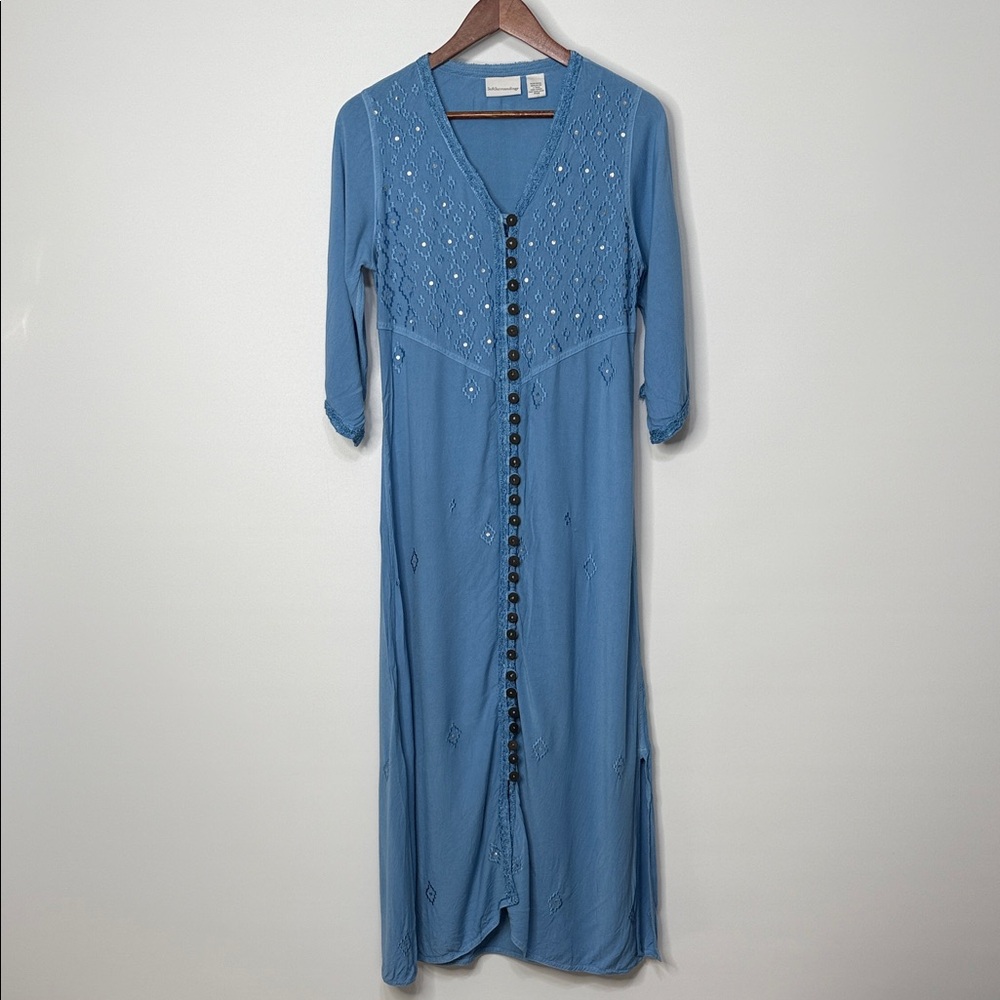Soft Surroundings Embroidered Sequin Maxi Dress XS Petite